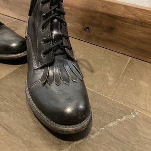 Bed Stu Oath Metallic dark blue ankle boots.